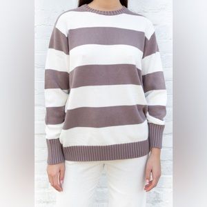 Brandy Melville Purple and White Striped Sweater